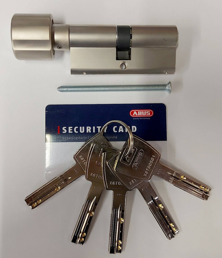 Механизм цилиндровый Abus X6 (Абус) 120 мм (50*70) никель, кл/вертушка